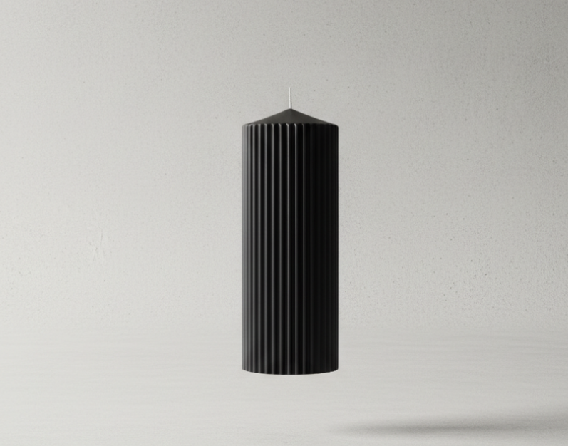 Black Fluted Pillar Candle