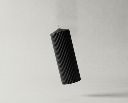 Black Fluted Pillar Candle