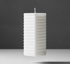 White Ribbed Geometric Candle