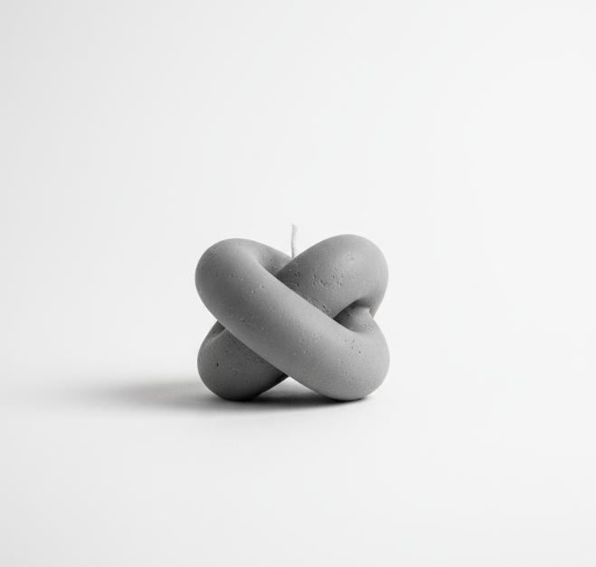 Gray Sculptural Knot Candle