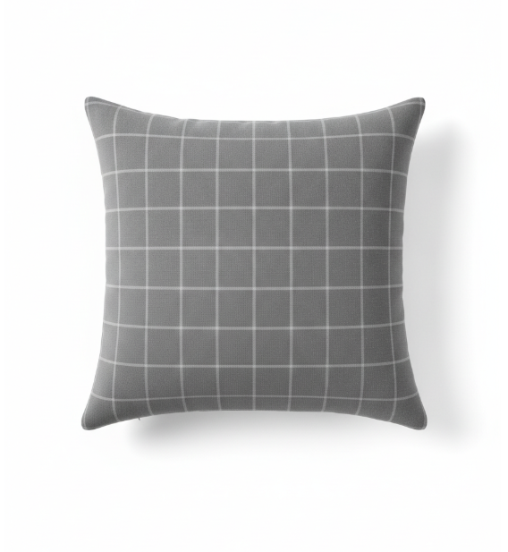 Gray Square Grid Pillow