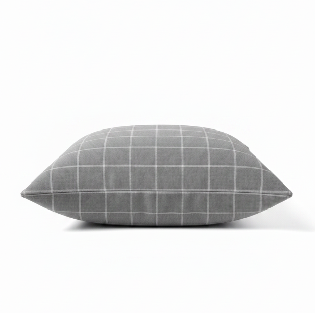 Gray Square Grid Pillow