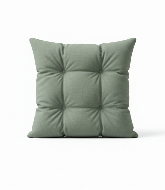 Green Tufted Square Pillow