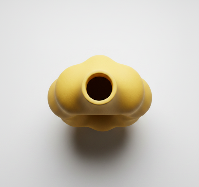 Yellow Abstract Donut Vase